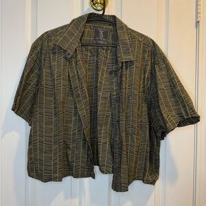 Maker & Co Vintage Cut Off Green & Black Button Down Short Sleeve Shirt Size XXL